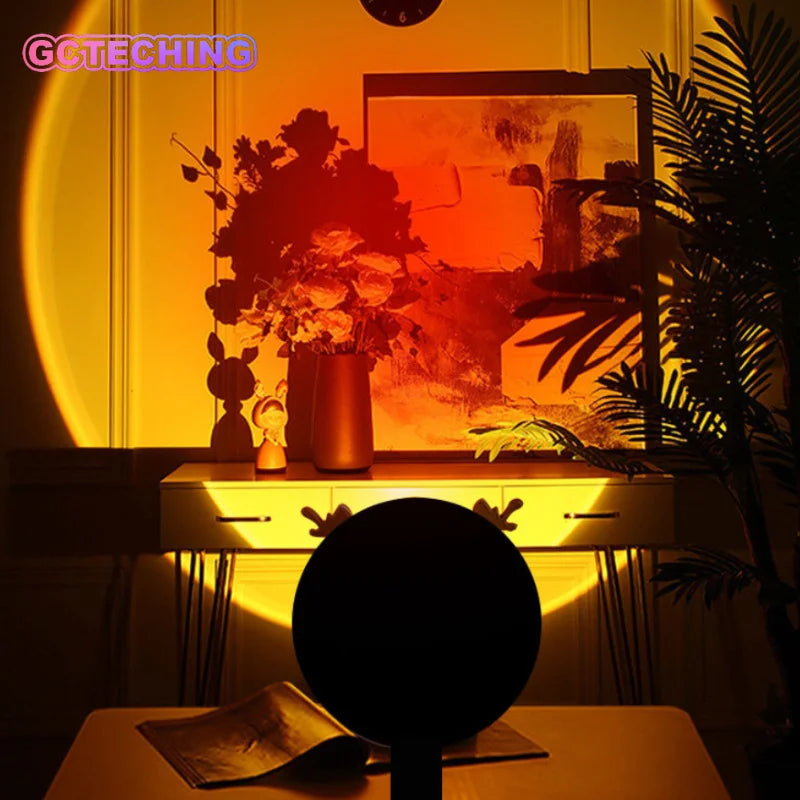 Rainbow Projection Lamp, USB Decorative Sunset Atmosphere Lamp, Multi-angle Rotatable, Suitable for Home Living Room and Bedroom Vue