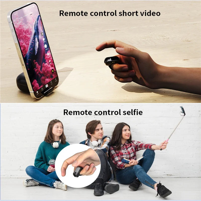 Ring Mouse Rechargeable Mini Light Weight Bluetooth 2.4G Dual-mode Wide Compatible Remote Control Selfie Scan Short Video Speech Vue