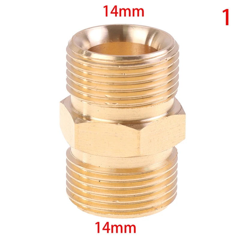 1PCS Copper M22 14mm And 15mm Male Thread Female Hose Coupler Adaptor High Pressure Washer Hose Extension Connector Adapter Vue M22-14