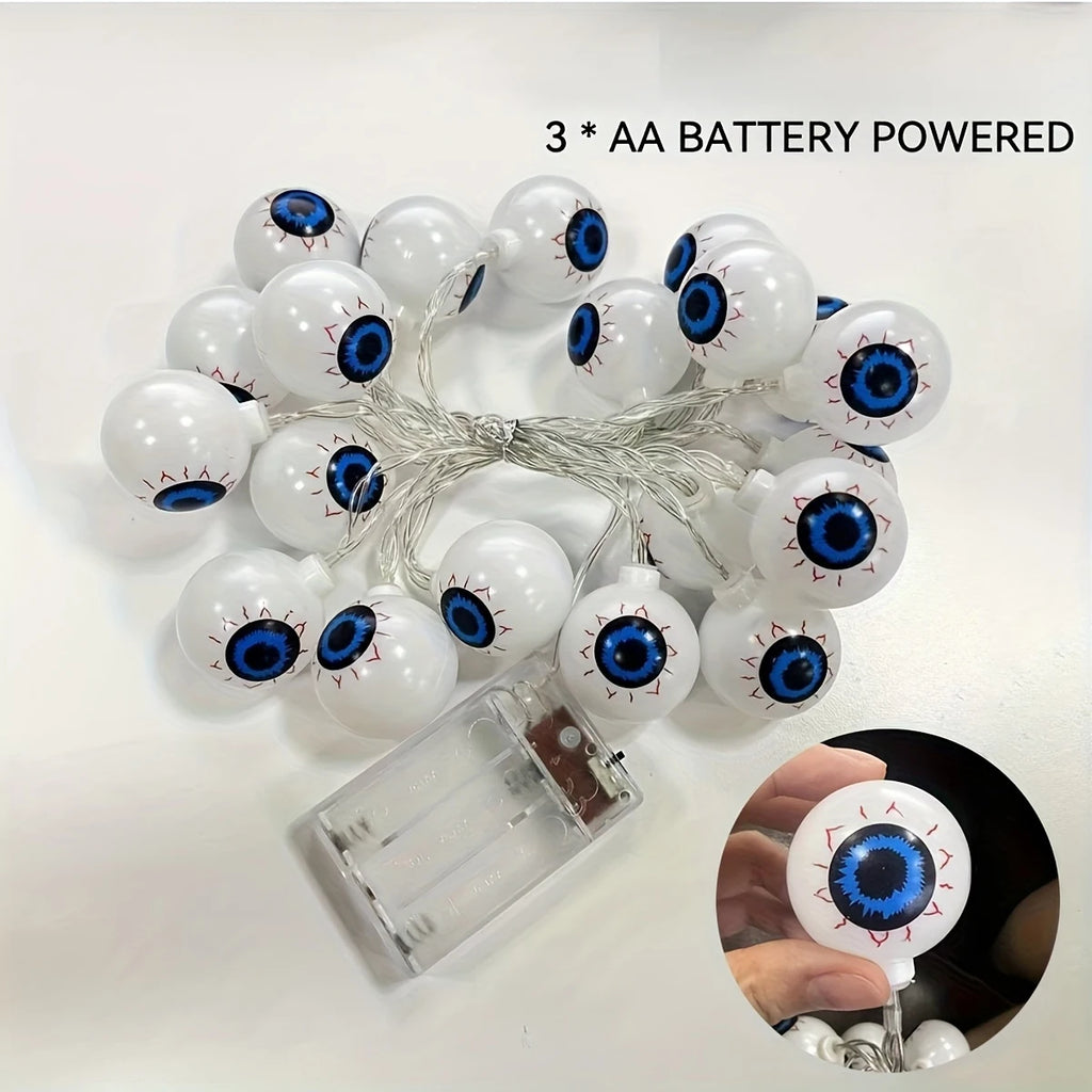 10/20 LED Battery Halloween Eyeball String Lights Creepy Warm Glow Atmosphere Lamp For Home Garden Bedroom Holiday Party Decor Vue 1.5m 10LED No plug