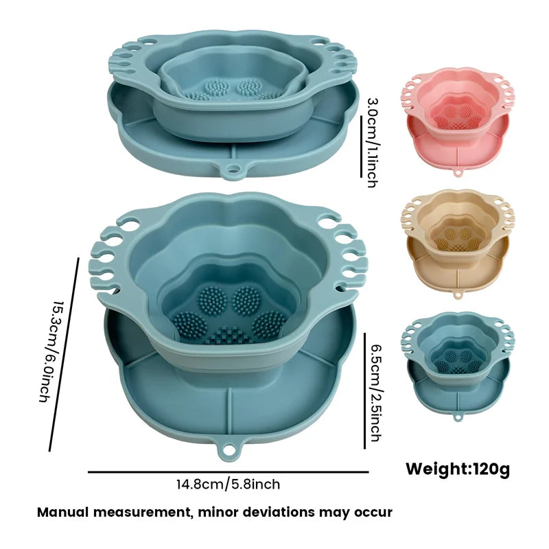 Foldable Cat Paw Silicone Makeup Brush Cleaning Bowl Portable Collapsible Makeup Sponge Washing Scrub Mat with Brush Holder Slot Vue