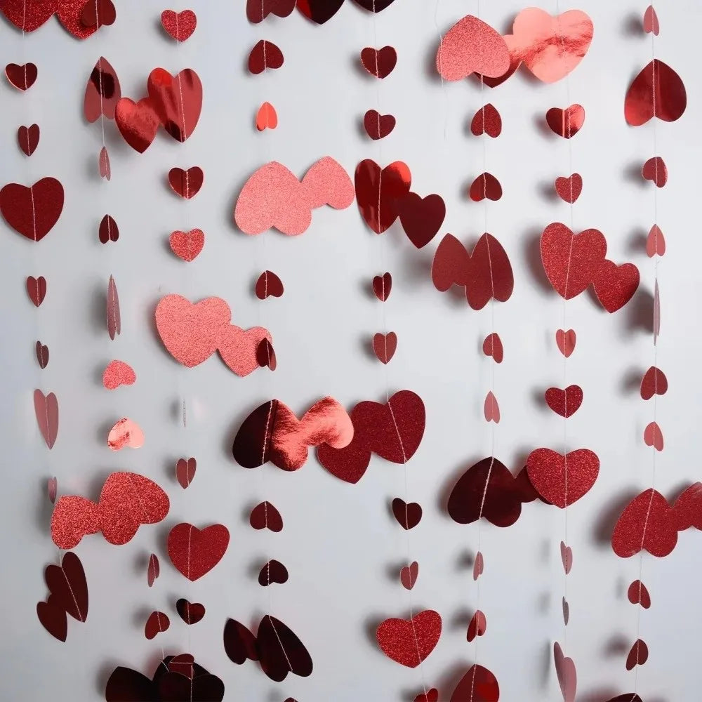 4m Hanging Love Streamer Romantic Glitter Wedding Garland Paper Easy To Install Love Heart Hanging Curtain Engagement Vue