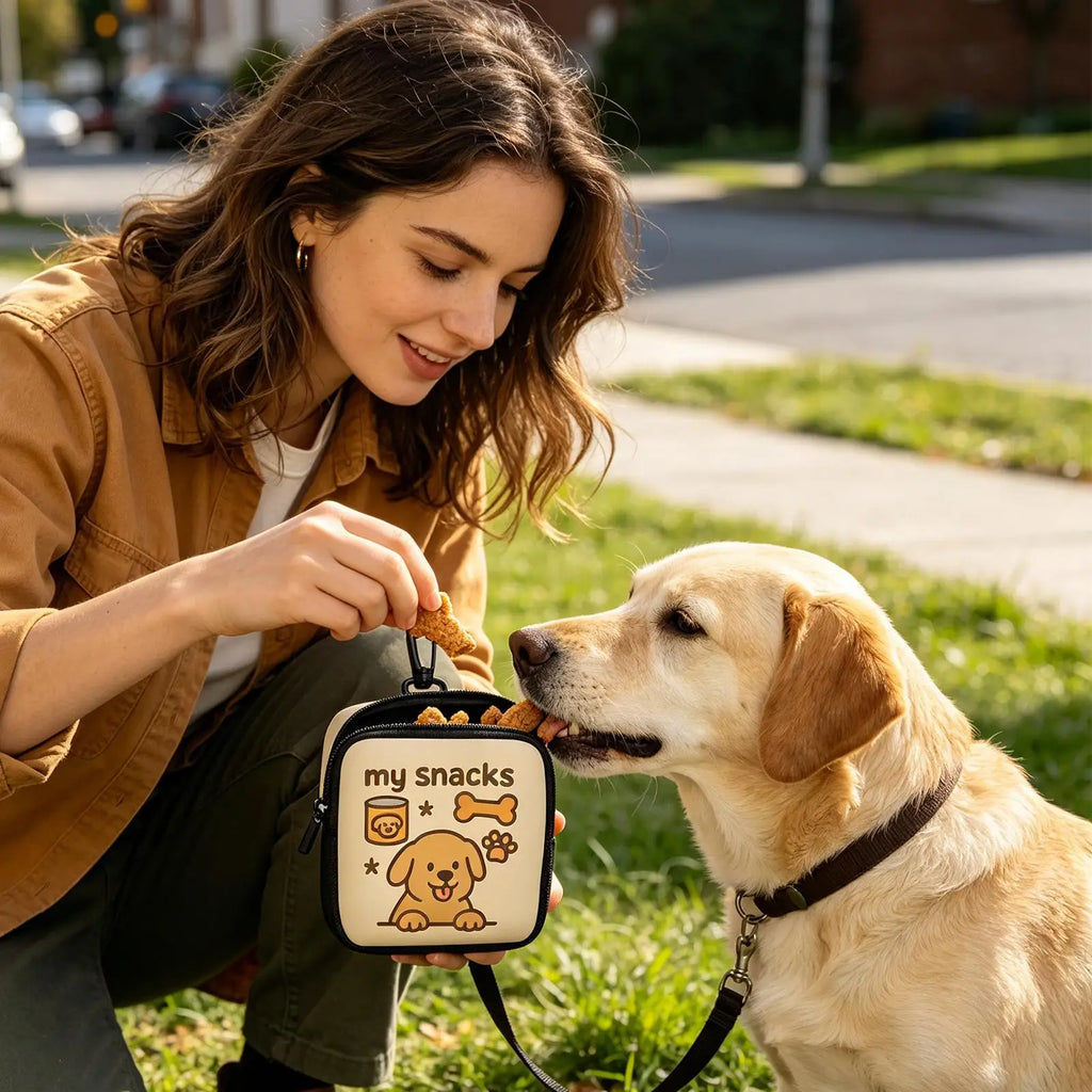 Dog Treat Pouch Semi-Transparent Snack Reward Pocket Dog Treat Bags Training Pouch for Puppy Cats Walking Hiking Camping Travel Vue