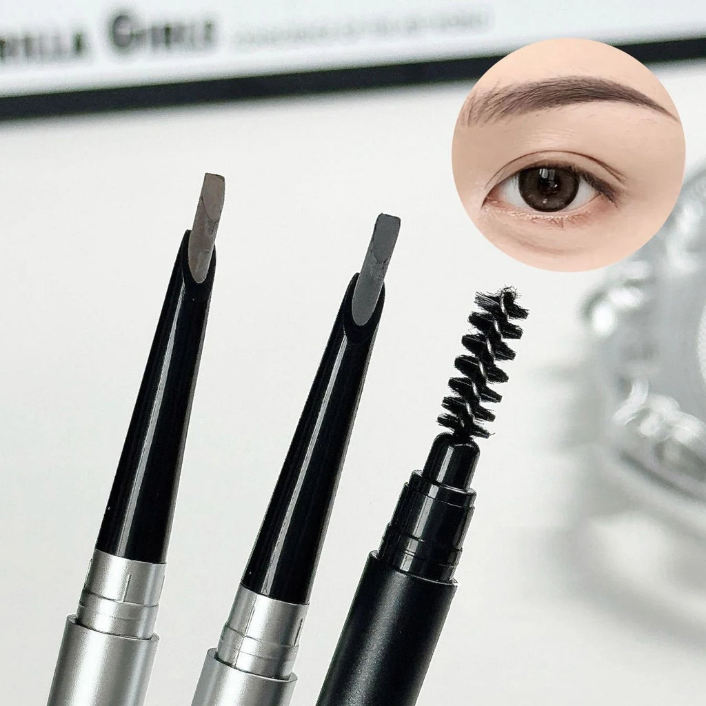 Double Ended Eyebrow Pencil Tea Brown Rotatable Eye Brow Pen Sweatproof Waterproof Smooth Lasting Beauty With Brush Makeup Tool Vue