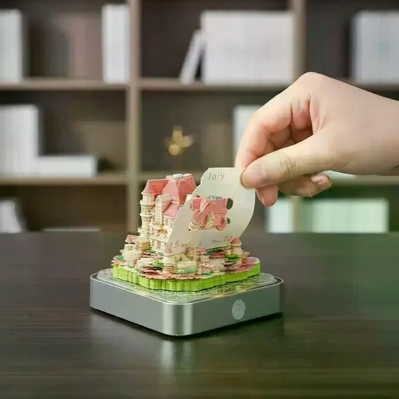 Time Calendar 2027 Desk LED Light 3D Tear-away Paper Carving Art Memo Vue