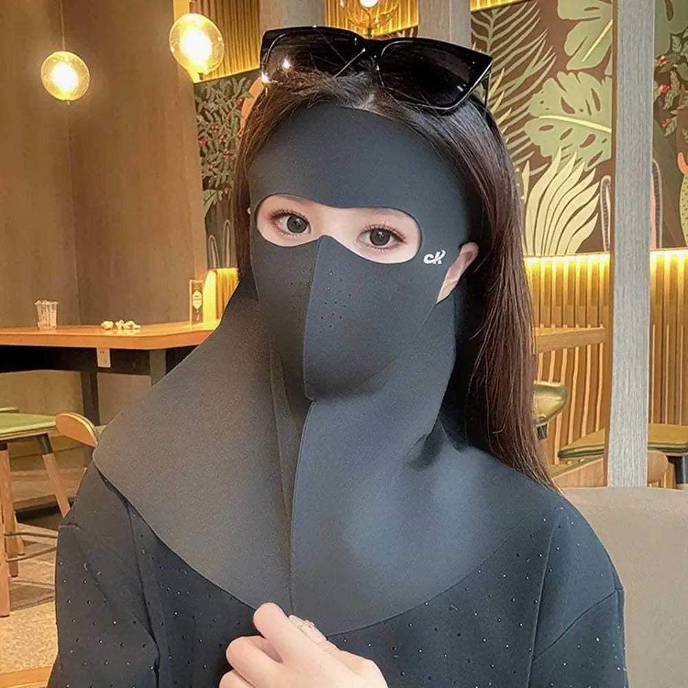 Fashion Ice Silk Sun Protection Mask UPF50+ Full Face Anti-UV Neck