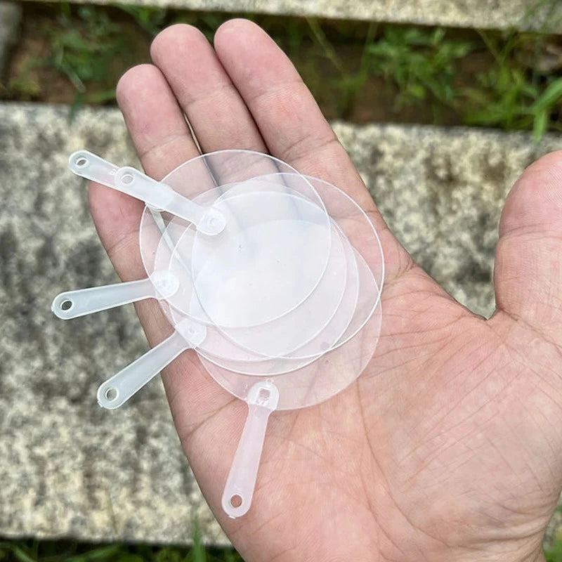 50Pcs 5cm Cute Mini Transparent Blank Fan Child Kids DIY Art Fan Wedding Birthday Party Favors Girlfriend Boyfriend Ideas Gift Vue Default Title