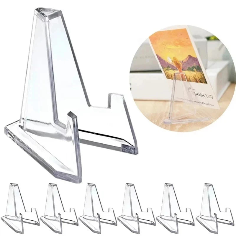 30 Pack Triangular Card Display Stand – Mini Acrylic Holder for Photos, Idol Pictures, Coin & Sports Trading Cards Vue