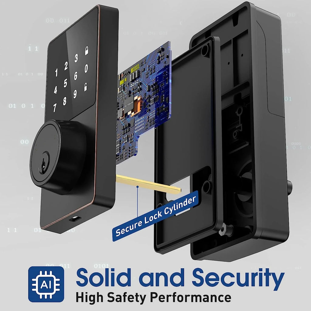 Smart Lock with Password, Keyless Entry Door Lock with Touchscreen Keypads, Easy to Install, App Unlock, 50 User Codes Vue