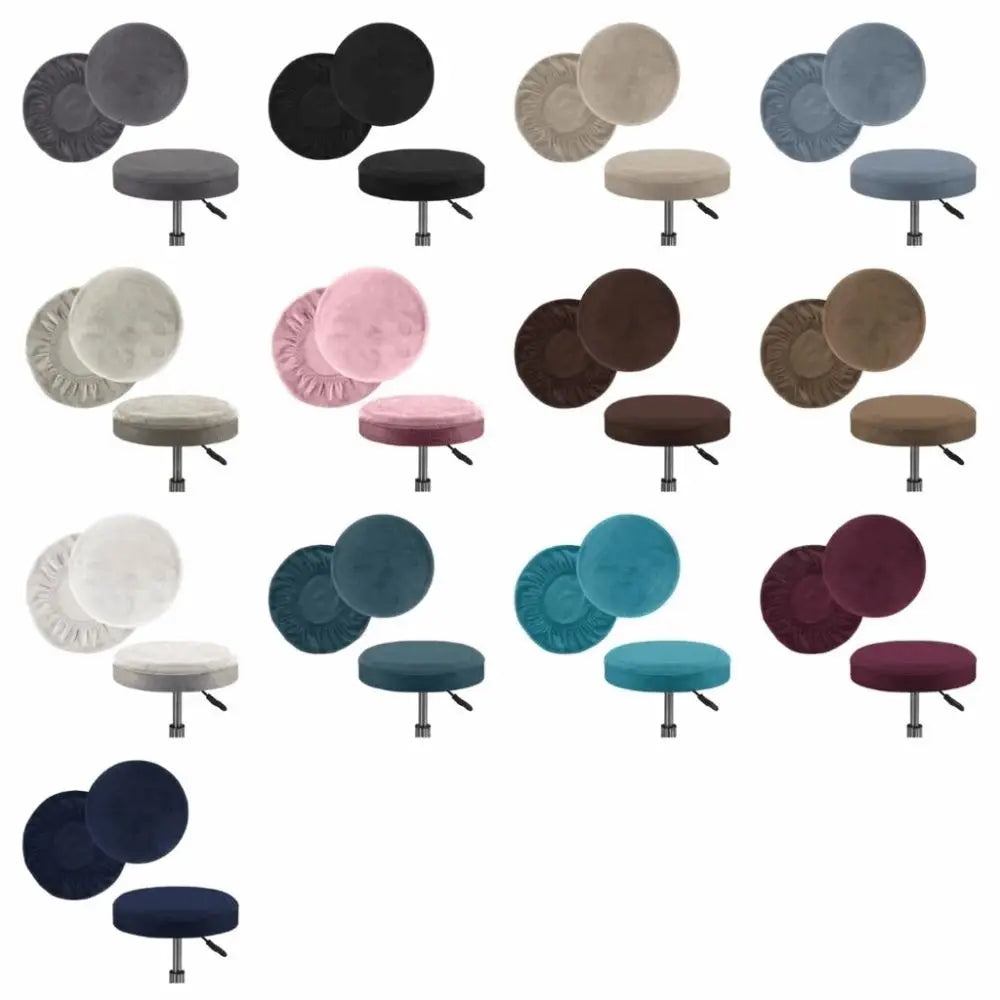Protector Washable Thick-fiber chair cover Fitted Elastic Round Stool Cover Removable Easy Clean Universal Stool Cover Home Use Vue