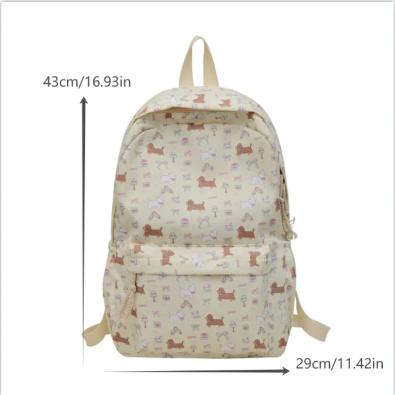 Cute Printed Puppy Dachshund College Backpack Student Schoolbag