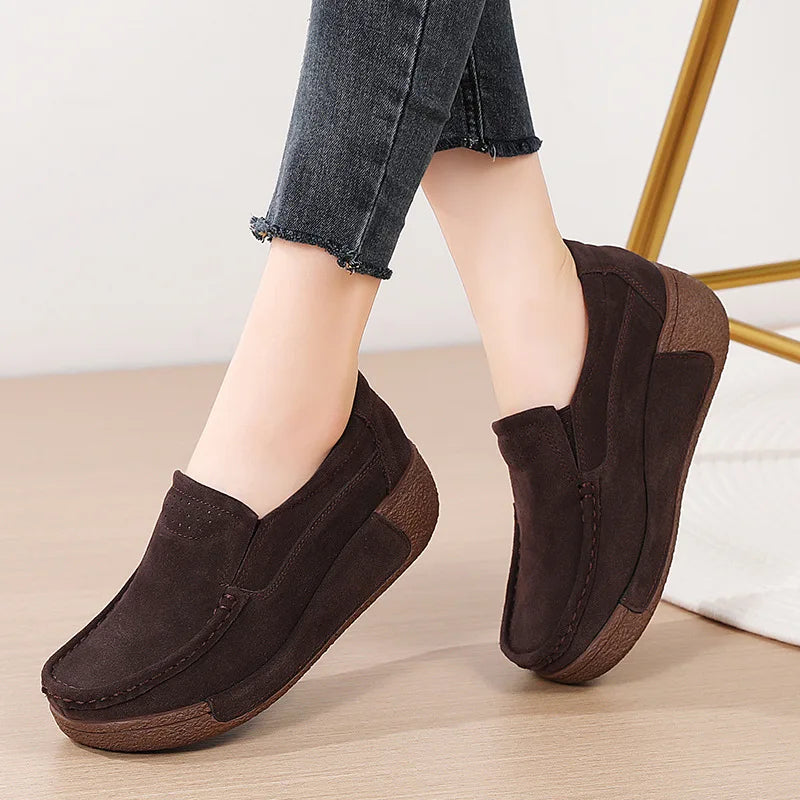 Women's Genuine Leather Loafers – Handmade Suede Moccasins Leather Loafers Vue