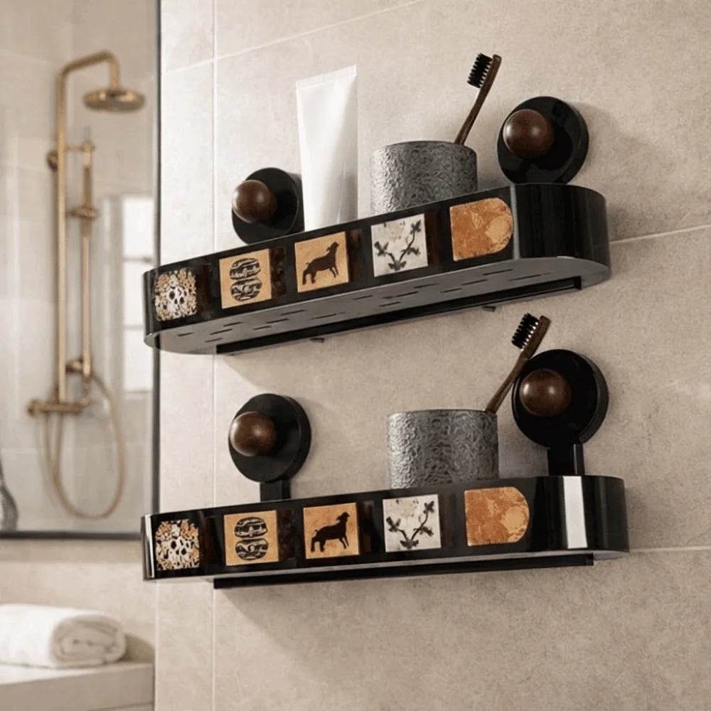 Plastic Suction Cup Storage Rack Punch Free Wall Mounted Shampoo Storage Rack Space Saving Removable Wall Hanging Storage Rack Vue