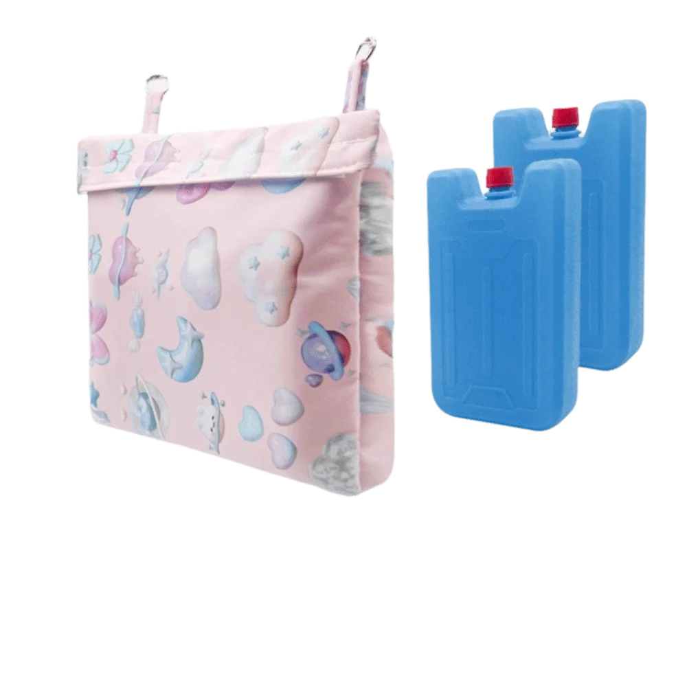 Waterproof Pet Cage Ice Pack Cartoon Pattern Insulated Pet Cooling Pouch with Ice Box Bite Resistant Vue Pink