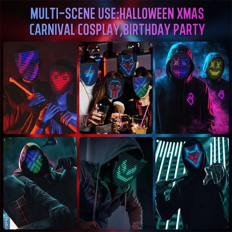 Led Light Gesture Sensor Face Changing Mask Ghost Glow For Halloween Party Dance Bar Atmosphere For Teens Adults And Couples Vue
