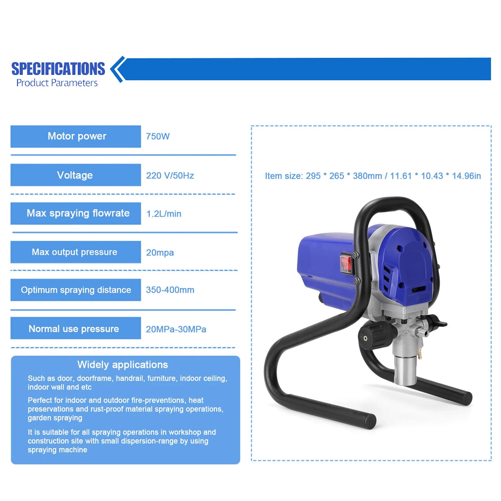 Electric Airless Sprayer Electric Paint Spraying Machine High Efficiency High Pressure Airless Sprayer Vue