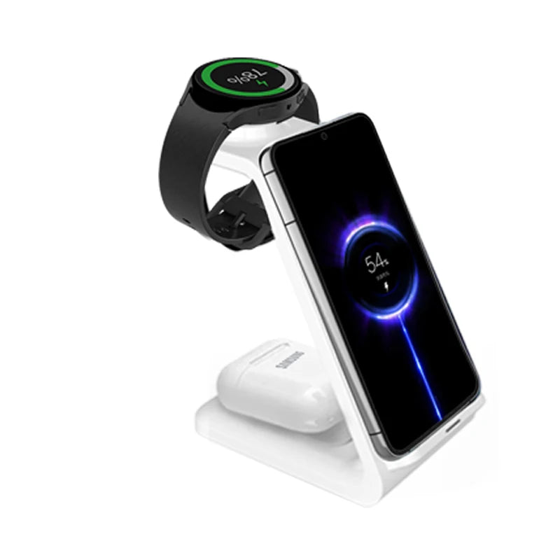 3 in 1 Wireless Charger Stand For Samsung Phones Galaxy Watch 7 8 9 Airpods Pro Fast Charging Dock Station Vue SILVER