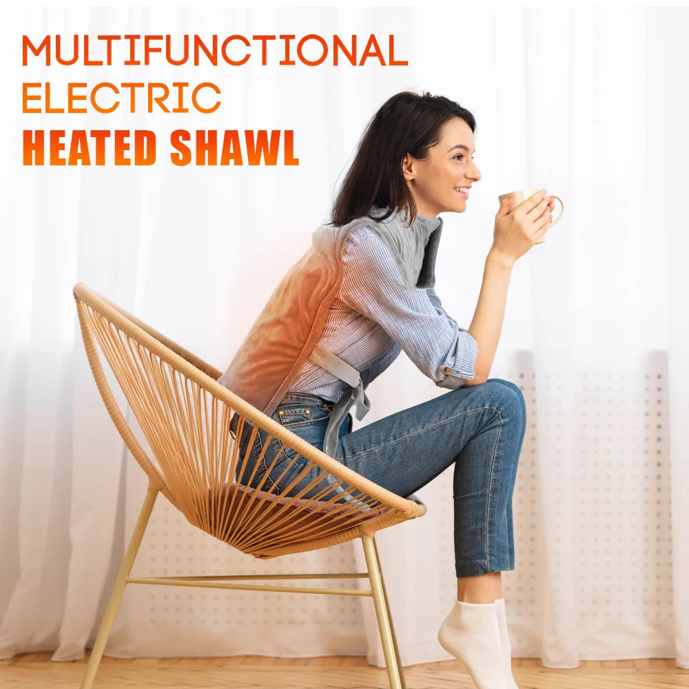 Electric Heating Shawl Pad 10-Gear Temp Control 60×90cm Electric Heating Shawl Vue