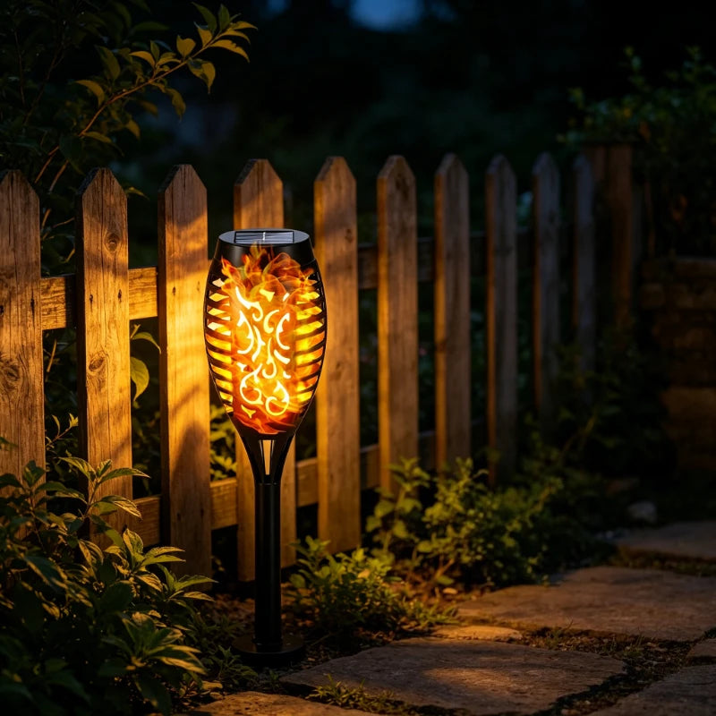 12LED Solar Flame Light Outdoor,Waterproof 12LEDs Torches Landscape Lamp for Outdoor Courtyard Garden Yard,Halloween Decorations Vue