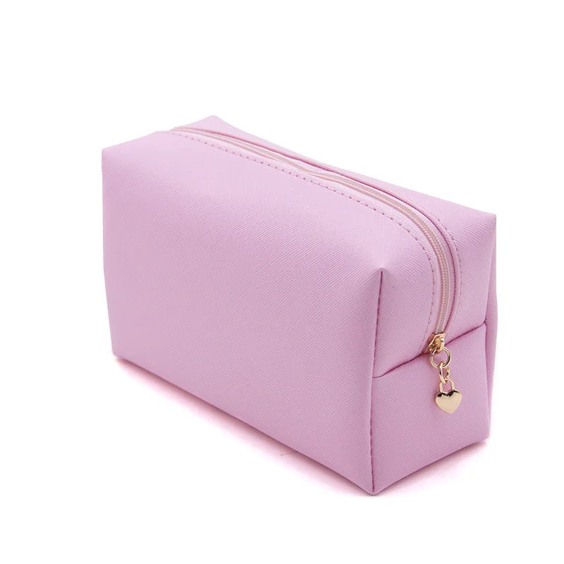 Makeup Bag Private Label Portable Travel Cosmetic Solid Color Zipper Toiletry Bag Washing Pouch Storage Bags Wholesale 10pcs Vue pink