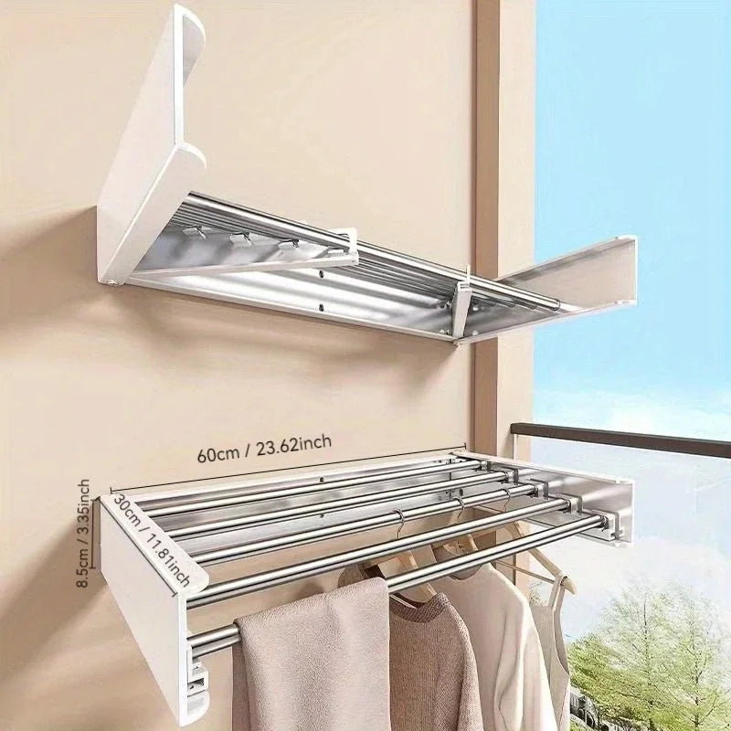 Wall-Mounted Folding Clothes Drying Rack | Indoor & Balcony Folding Drying Rack Vue