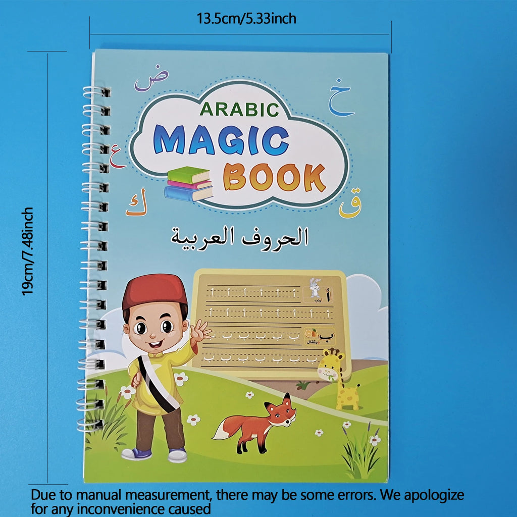 Reusable Magic Practice Copybook Kids Drawing Arabic Calligraphy Handwriting Tracing Book with Pen Preschool Children Students Vue