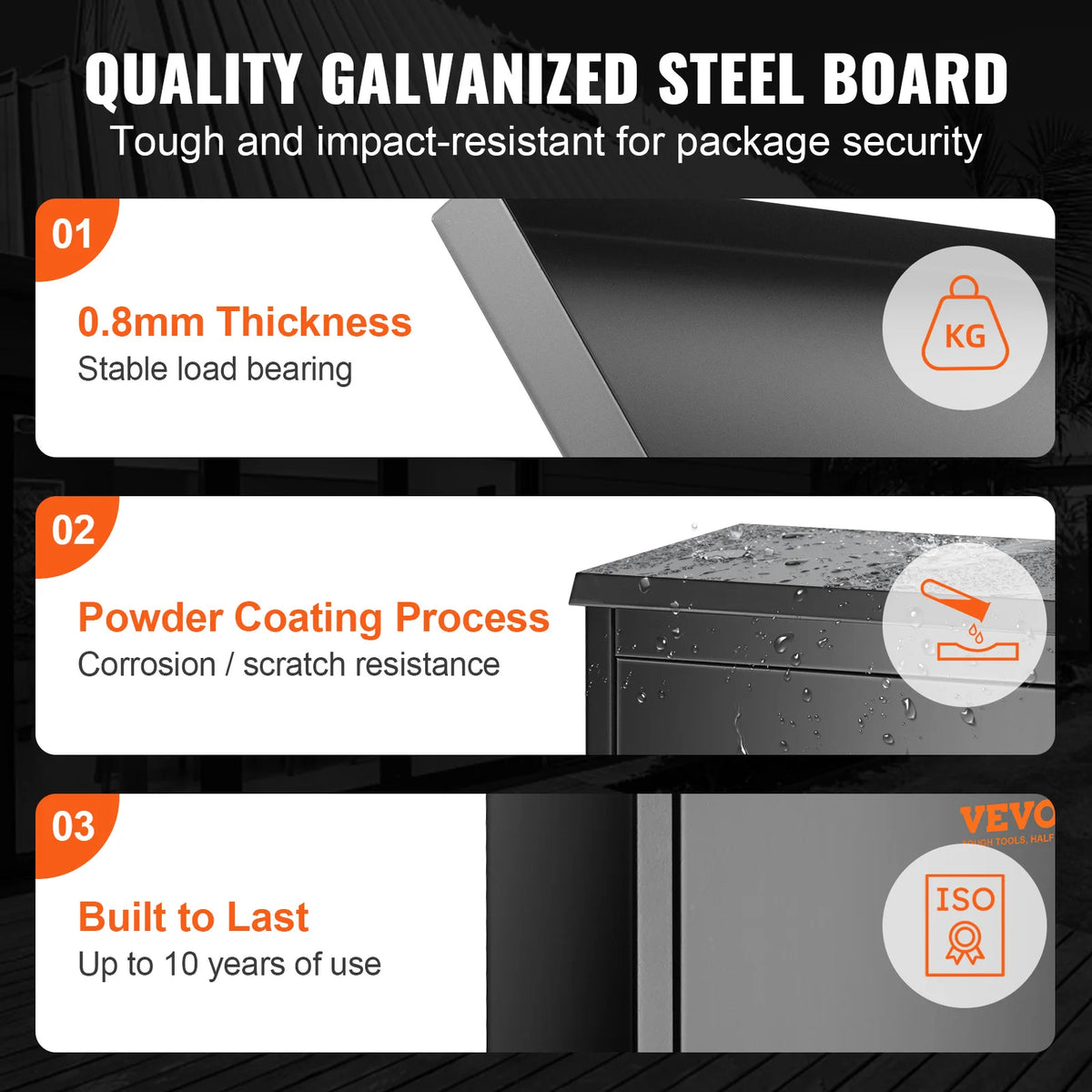 Galvanized Steel Wall Mount Package Delivery Box | Coded Lock Package Delivery Box Vue