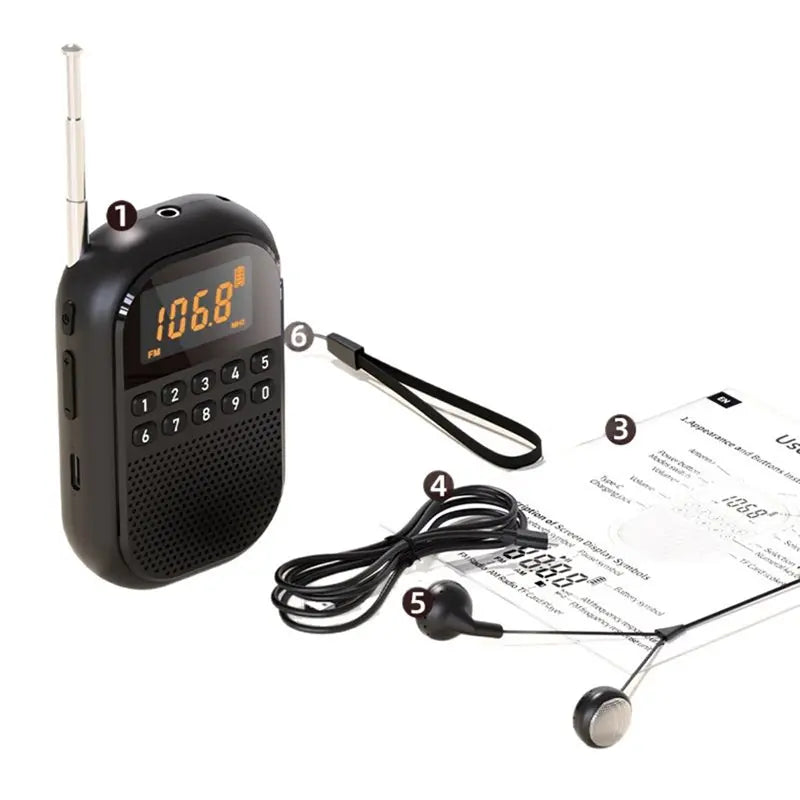 Hot-Mini Radio Pro-HD Sound Quality-USB/SD Dual Card Decoding-Portable For Outdoor Use-One-Click Station Search Vue