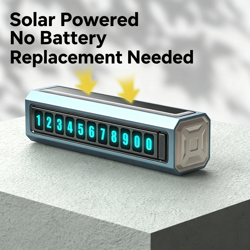 Solar Car Phone Number Plate Led Lighting Temporary Parking Card Hidden Plates Car Park Stop Multiple Number Parking Gadgets Vue
