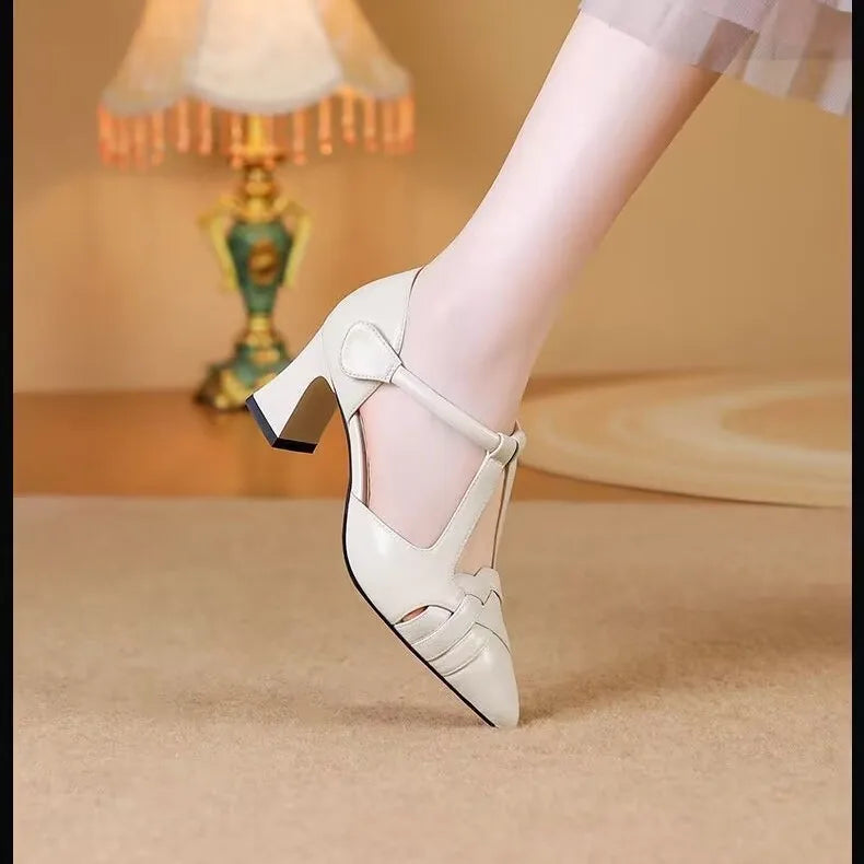 Women's Block Heel Ankle Strap Sandals | Square Toe Buckle Ankle Strap Sandals Vue White 36