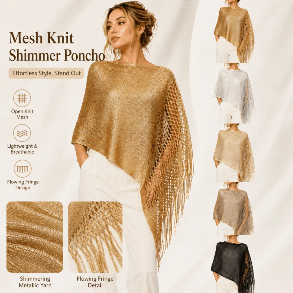 Multicolor Hollow Out Shawl Solid Breathable Glitter Scarf Gold