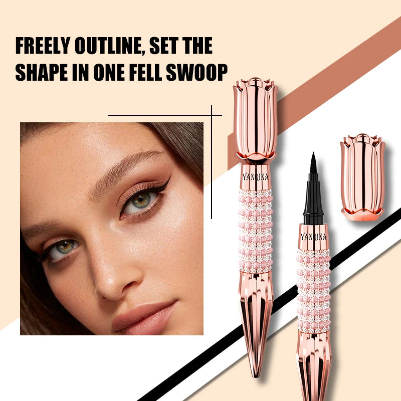 Yanqina Precision Liquid Eyeliner Pen - Long-Lasting, Waterproof, Smudge-Proof, Quick-Drying Black Eyeliner with a Shiny Design Vue