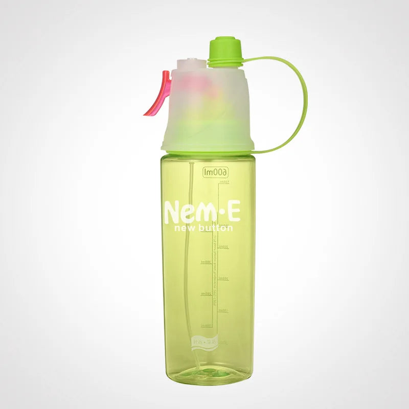 Spray Misting Water Bottle Portable for Outdoor Sports Summer Cooling Hydration Plastic Cup for Men Women Travel Vue 601-700ml Green