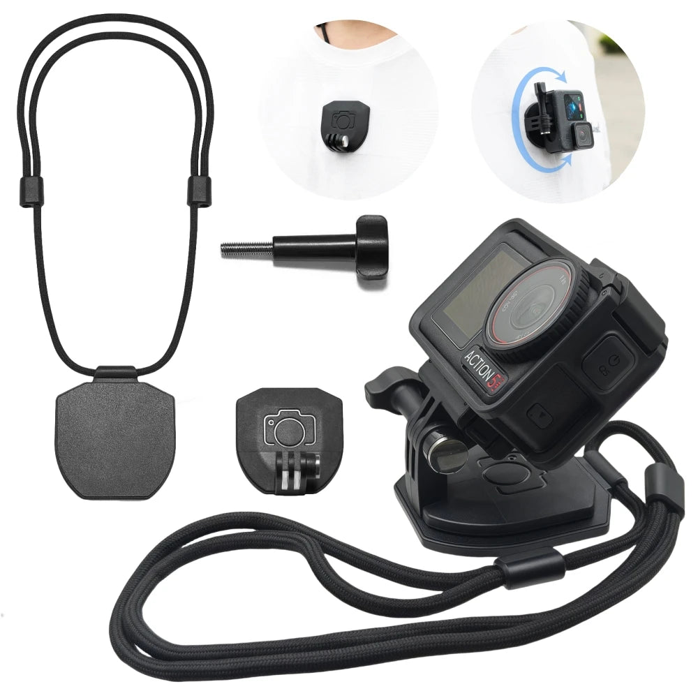 Magnetic Lanyard Neck Strap Holder Mount Bracket Adapter for Go Pro Hero 13 12 Insta 360 X5 DJI Osmo Action 5 Pro 4 Camera Vue