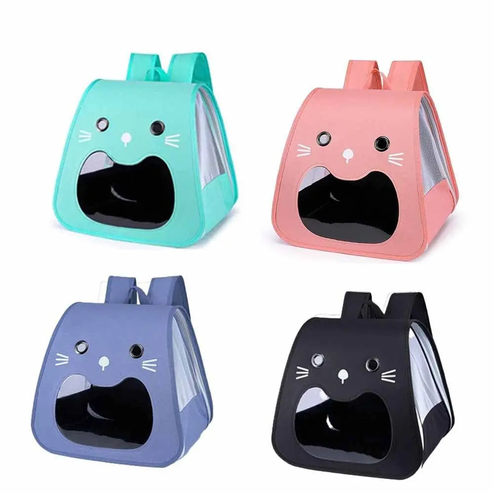 Foldable Cat Carrier Bag Large Capacity Breathable Kitten Carrying Bag Collapsible Transparent Window Pet Carry Backpack Vue