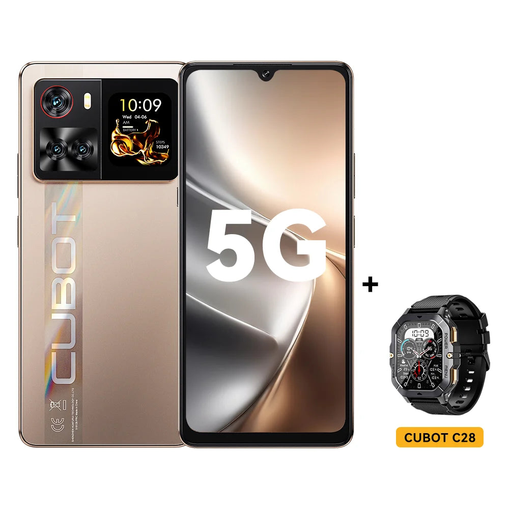 6.88-Inch Android Smartphone 5G Cubot X100, Dimensity 7025, 6nm, 2.5GHz, 16GB(8+8), 256GB, 64MP Camera, 5100mAh Battery, NFC Vue Gold Add Watch C28 256G China Mainland|8G