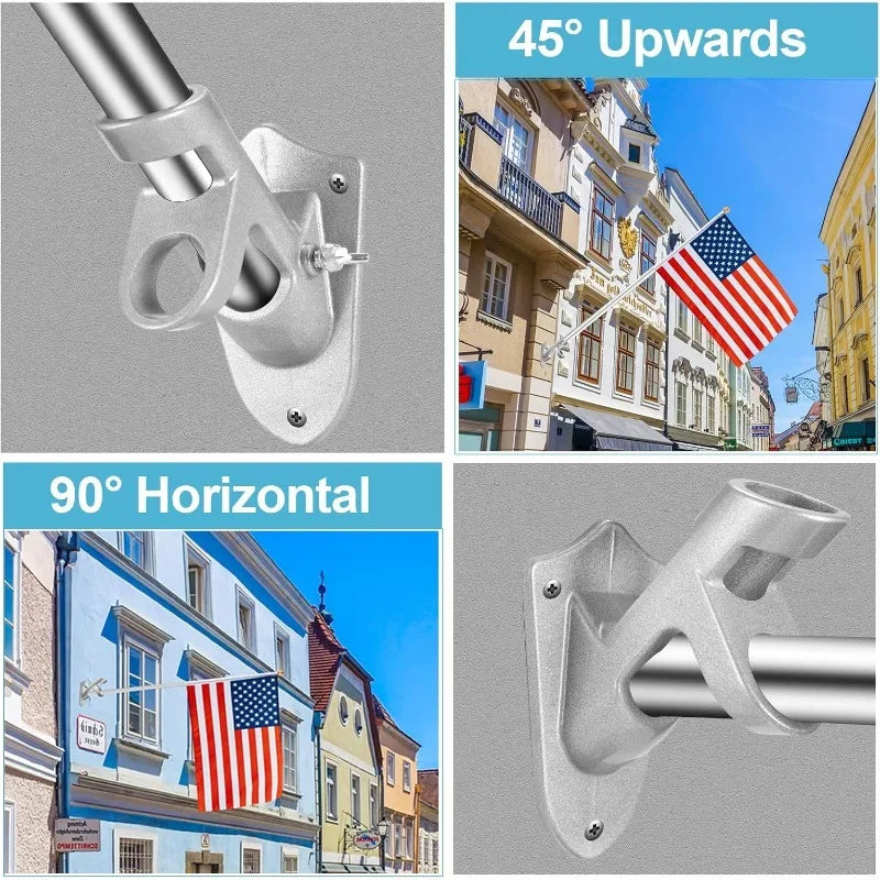6Ft Stand Flag pole for Outside,Collapsible Yard Banner Holder Wall Mounted Mount Telescopic Flag Pole Top Wall Bracket Base Vue