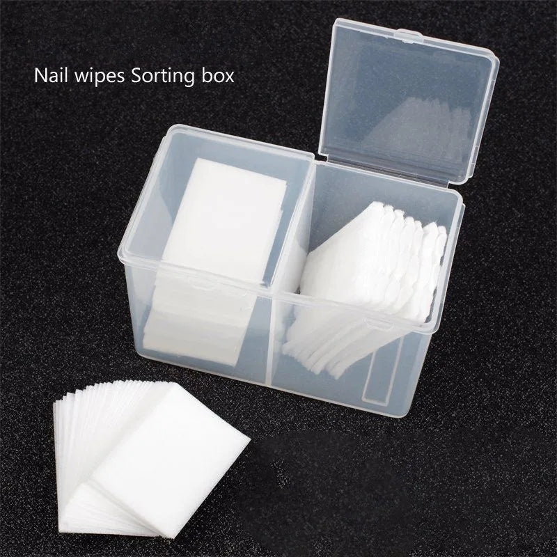 1pc Nail Storage Box Double Grille Dust Proof Belt Cover Cotton Sheet Napkin Storage Box Nail Accessories Finishing Vue