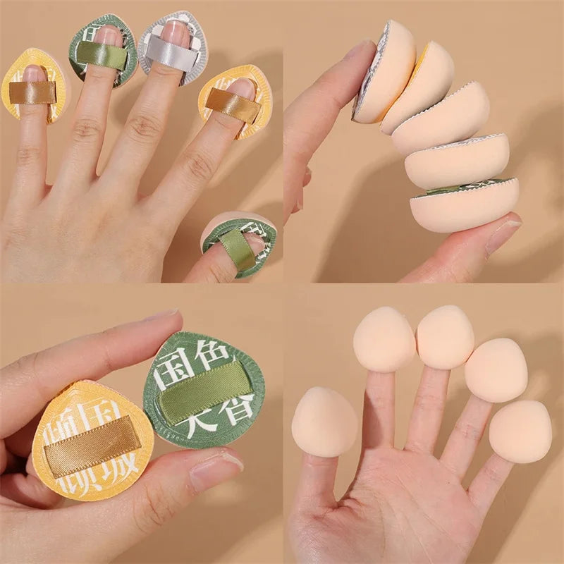 Mini Finger Cosmetics Puffs 5/10pcs Cosmetic Cushion Puff Concealer Foundation Detail Sponge Puffs Wet Dry Dual Use Makeup Tools Vue