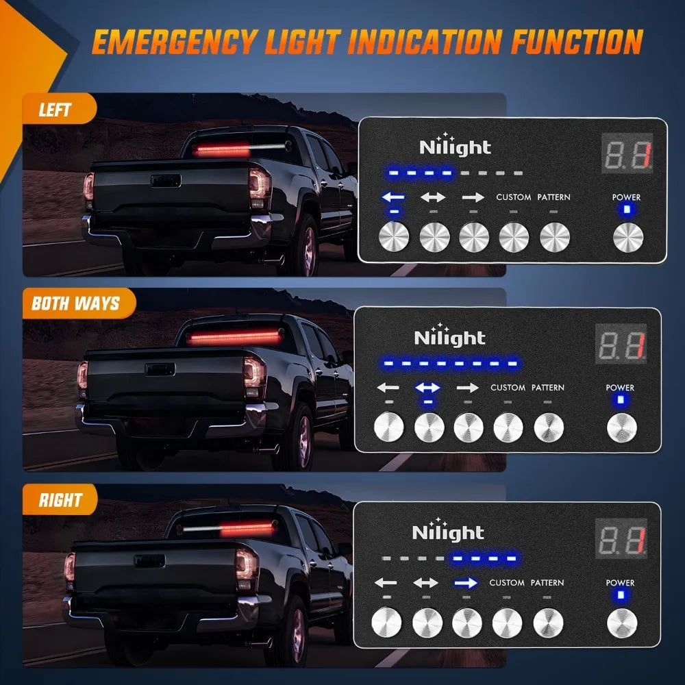 Nilight LED Traffic Advisor Strobe Light Bar with Controller Emergency Warning Lights Hazard Interior Front/Rear Flashing lamp Vue