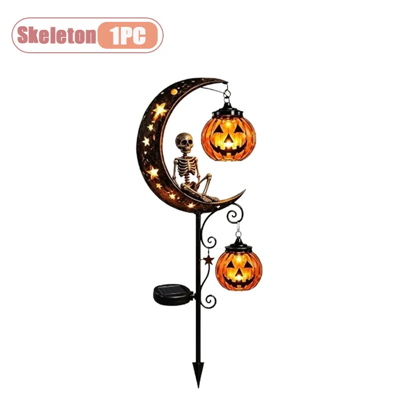 1-2pcs Solar Powered Halloween Black Cat and Pumpkin Yard Stake Light for Garden Lawn Pathway Patio Porch Decor Vue Skeleton-1PC