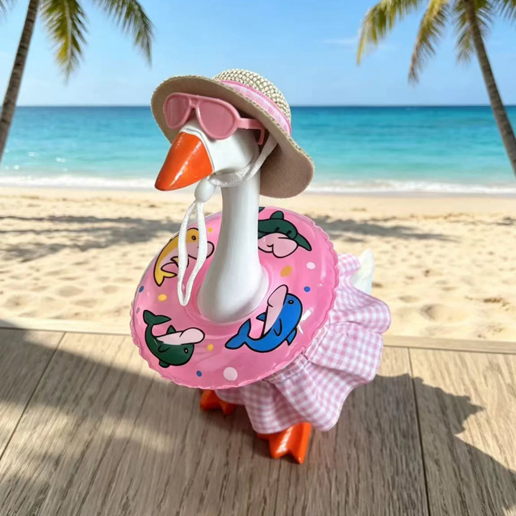 7-Inch Hawaiian Goose Outfit – Hat, Sunglasses & Swim Ring Set Goose Costume Set Vue