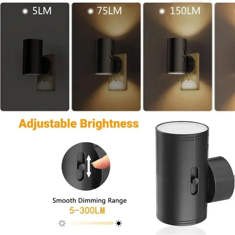 Cylindrical LED Night Light Plug-In | Dimmable Sensor Wall Lamp LED Night Light Vue