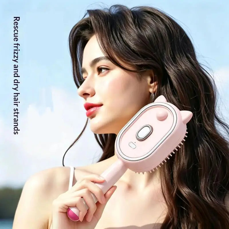 3 In 1 Rechargeable Electric Steam Massage Comb Self Cleaning Spray Scalp Care Air Cushion Brush Vue