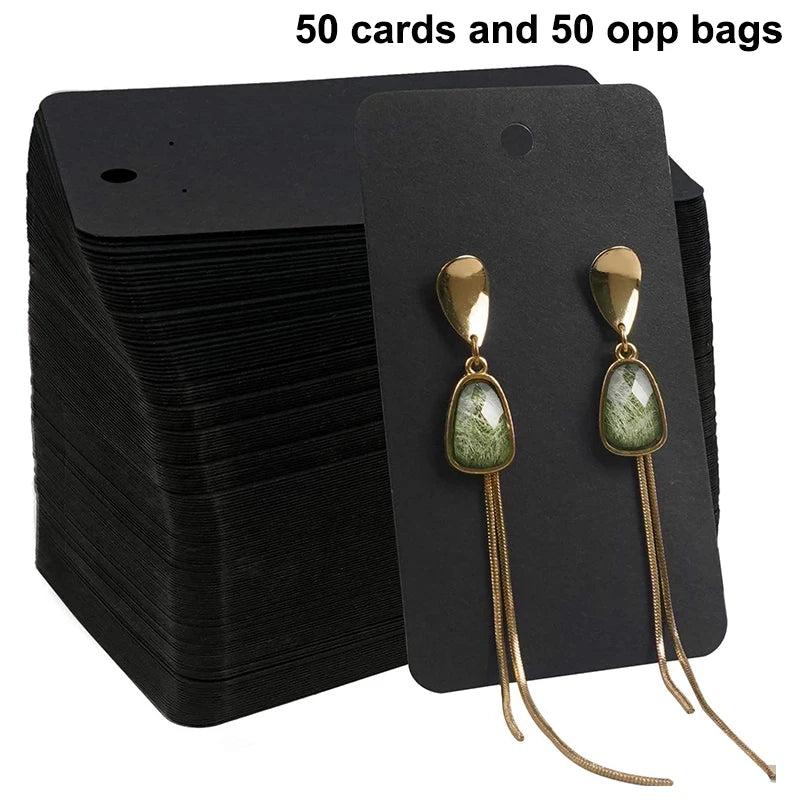 50/100 Pieces Jewelry Display Labels, Paper Earring Display Cards - DIY Nail And Hoop Earring Holders, Packaging Supplies Vue E