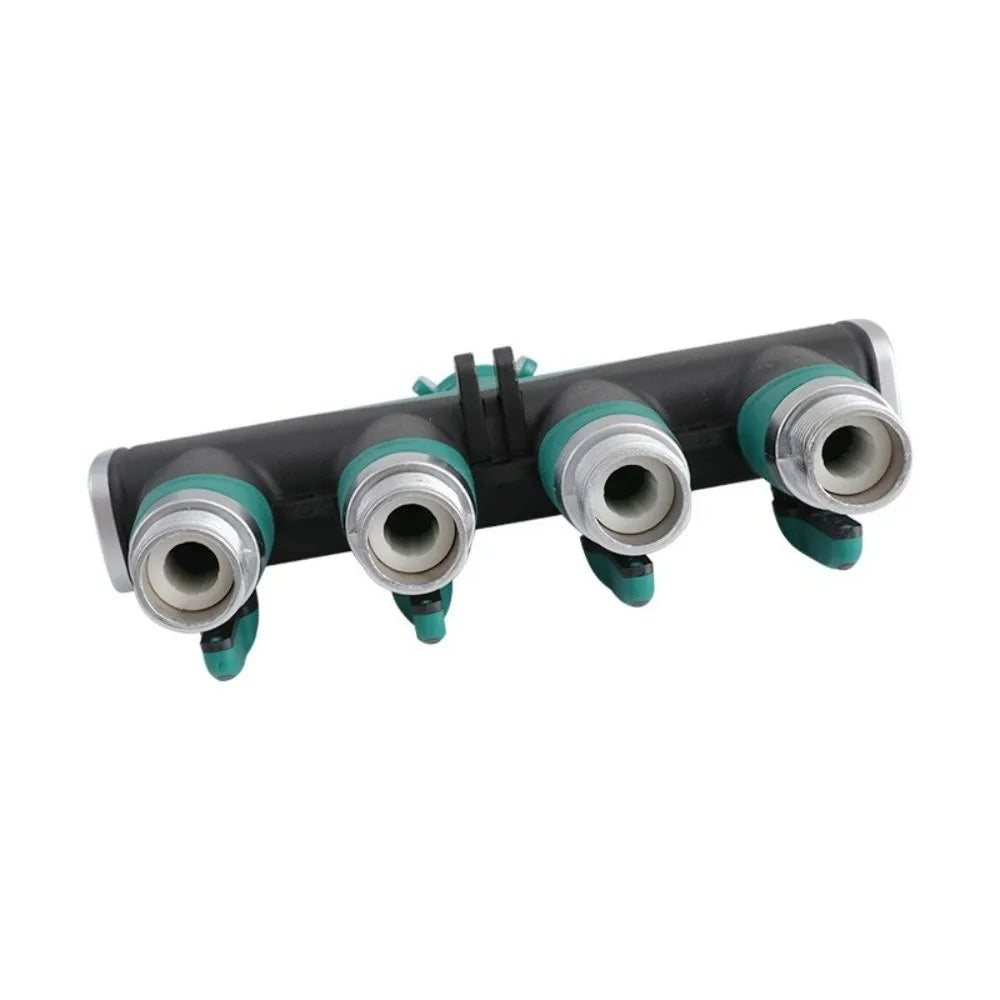 3/4 Inch 4 Way Hose Connector Splitter Adjustable Zinc Alloy Water Tap Hose Splitter Distributor Individual Flow Control Vue