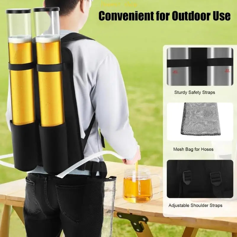 6L Backpack Beverage Dispenser – Wearable Dual Tube Drink Server Backpack Drink Dispenser Vue