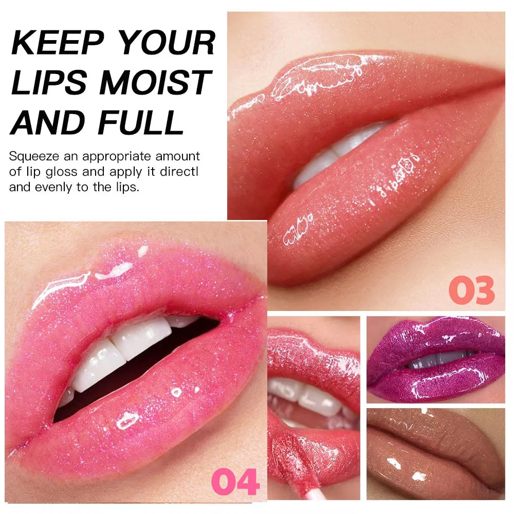 YOUNG VISION Fine Glitter Pearl Gloss Lip Gloss Nourishing Moisturizing Ice Transparent Stacked Lips Lip Glaze Vue