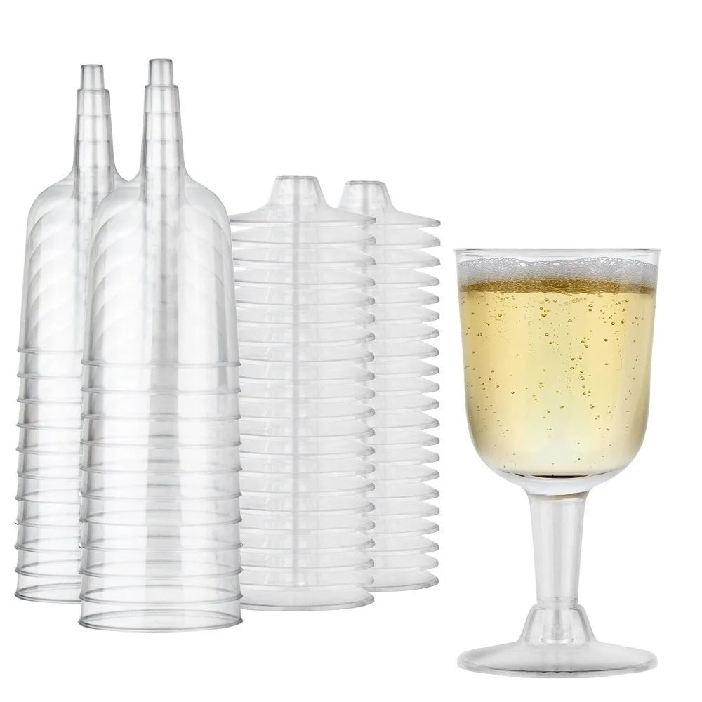 25pcs Transparent Disposable Wine Glasses 6 Oz Unbreakable Plastic Margarita Glasses Portable Drinking Cup Champagne Goblet Vue 25pcs
