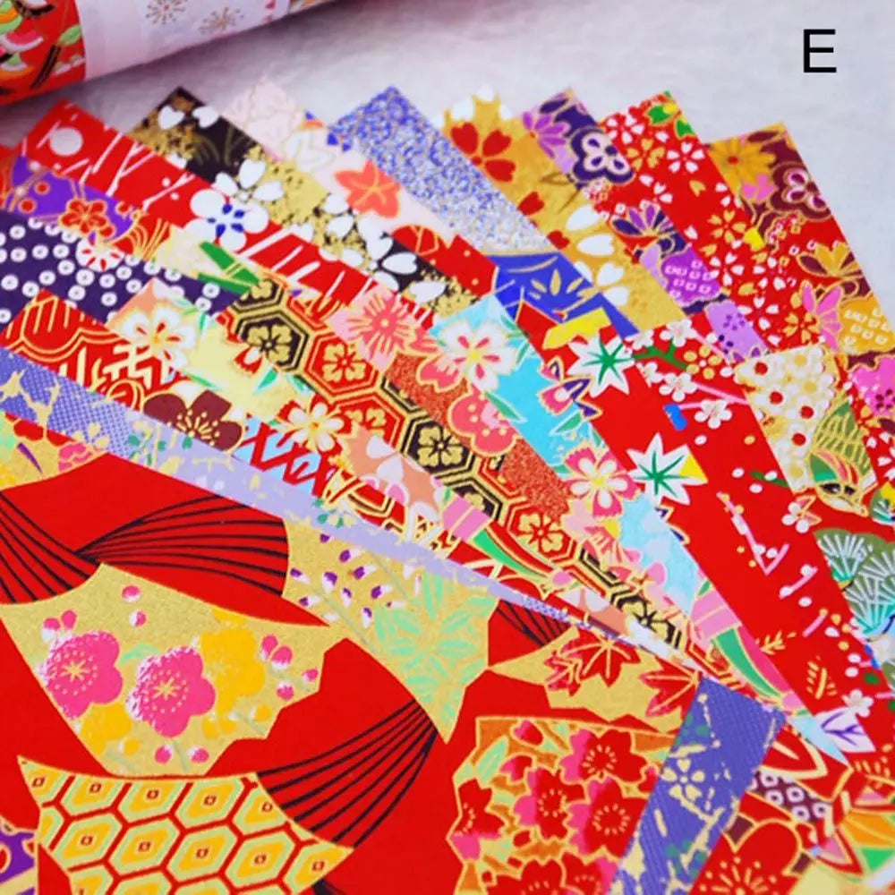 Japanese Style Gold Lines Flower Folding DIY Crane Origami Scrapbook Decor Handmade Craft Paper Vue 7 7cm E